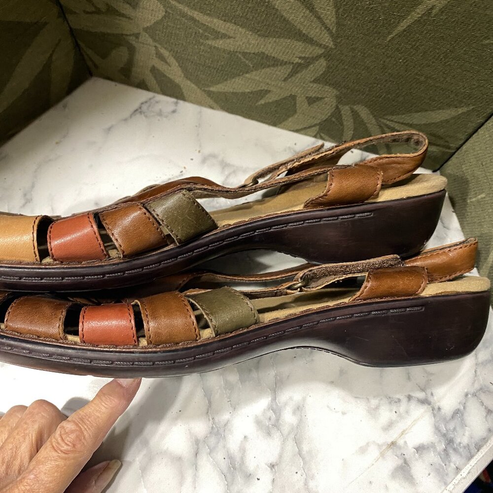 Clarks Womens Bendables brown leather sandals size 10N - Picture 4 of 11